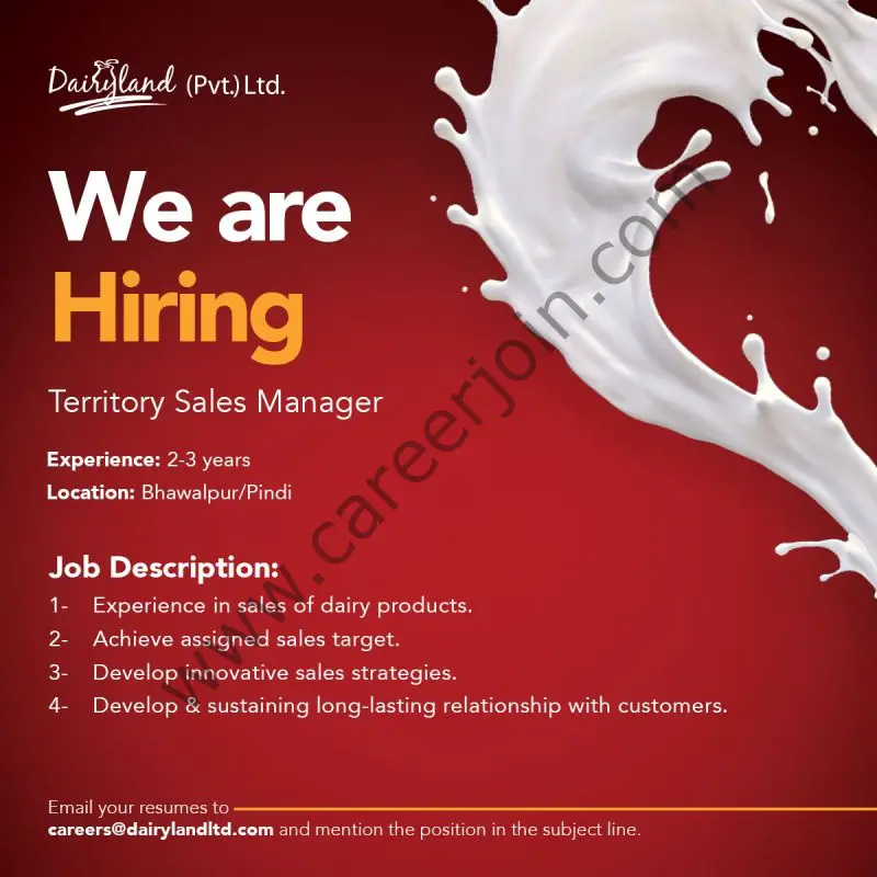 Dairyland Pvt Ltd Jobs Territory Sales Manager 1