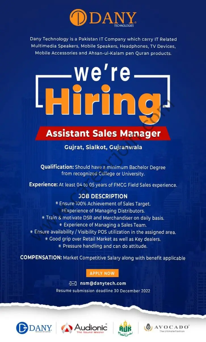 Dany Technologies Jobs Assistant Sales Manager 1