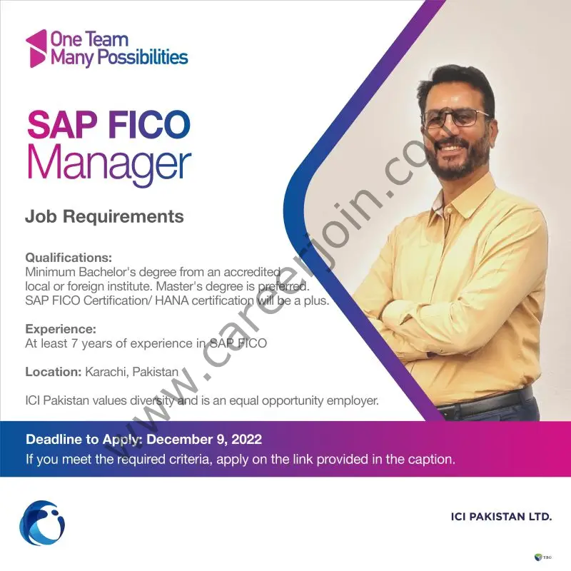 ICI Pakistan Limited Jobs SAP FICO Manager 1