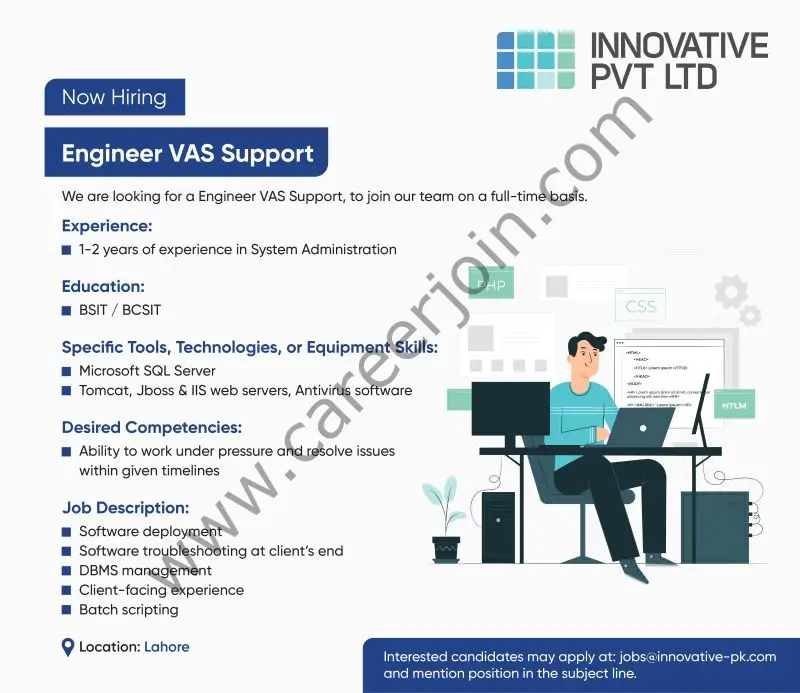 Innovative Pvt Ltd Jobs Engineer VAS Support 1