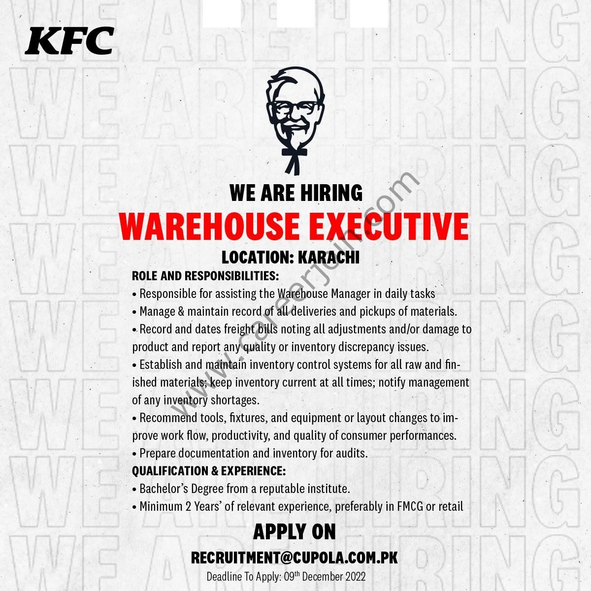 KFC Pakistan Jobs Warehouse Executive 1