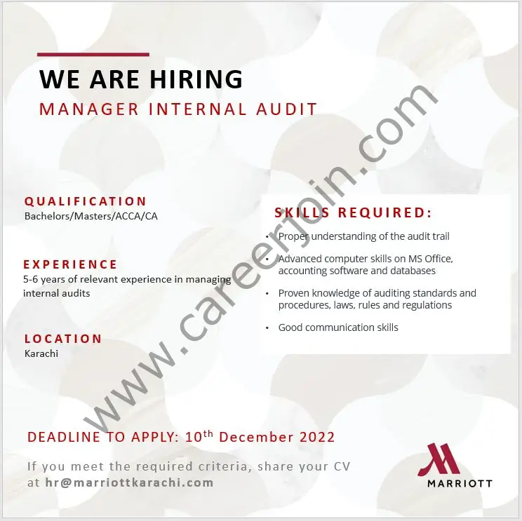 Marriott Karachi Jobs December 2022 2