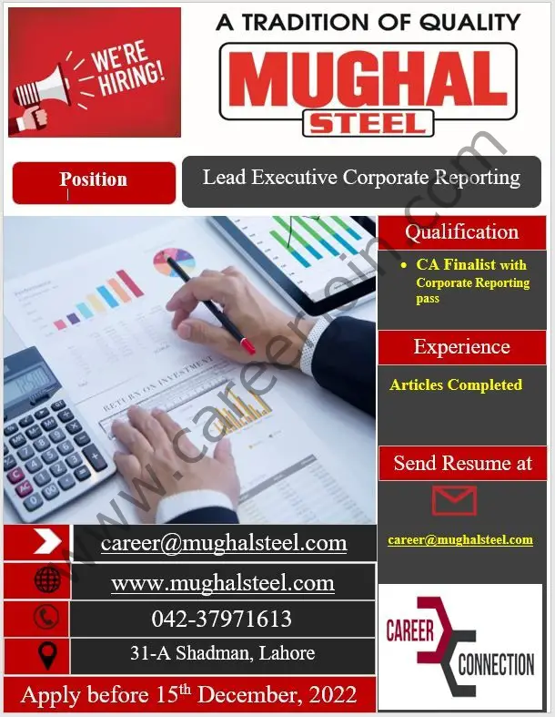 Mughal Iron & Steel Industries Limited MISIL Jobs Lead Executive Corporate Reporting 1