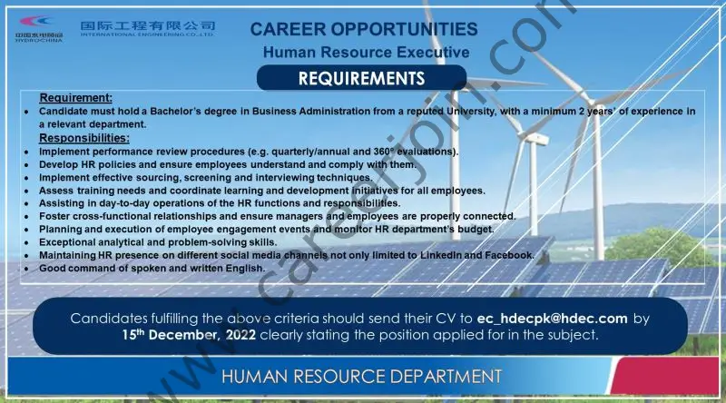 Powerchina Huadong Engineering Corporation Limited Jobs HR Executive 1