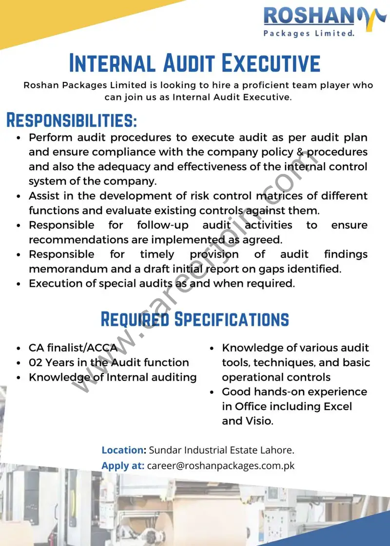 Roshan Packages Limited Jobs Internal Audit Executive 1