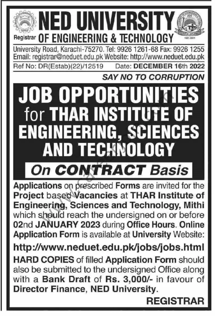 Thar Institute of Engineering Sciences & Technology Jobs 17 December 2022 Dawn 01