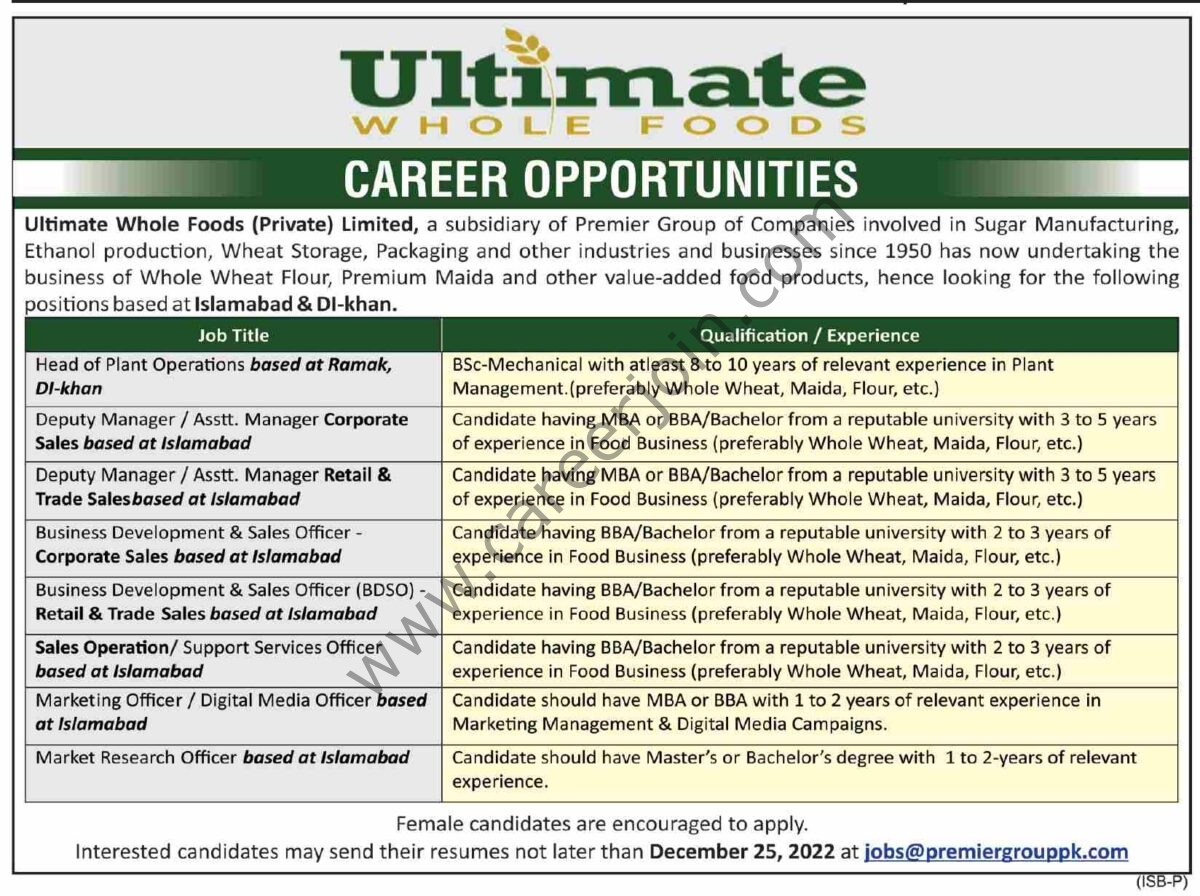Ultimate Whole Foods Pvt Ltd Jobs December 2022 1