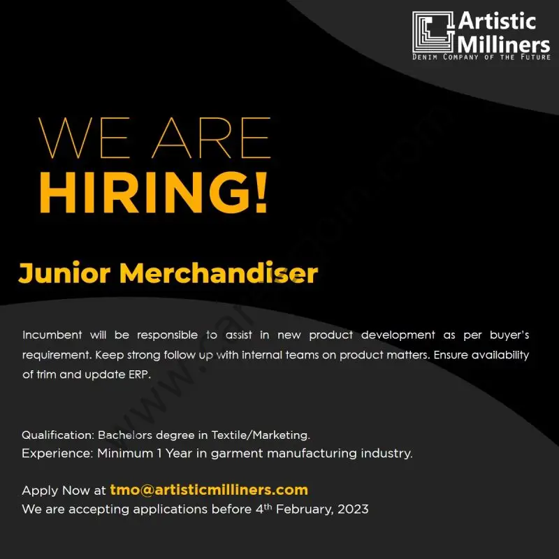 Artistic Milliners Pvt Ltd Jobs Junior Merchandiser 1