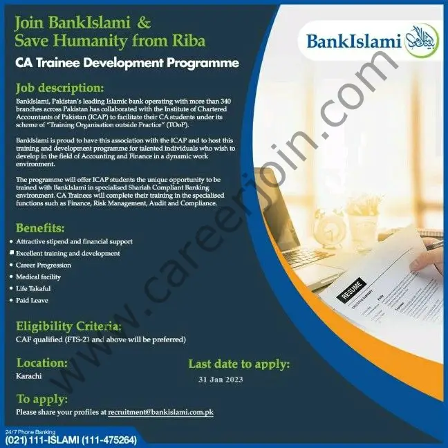 Bank Islami Pakistan Limited CA Trainee Development Programme 2023 1
