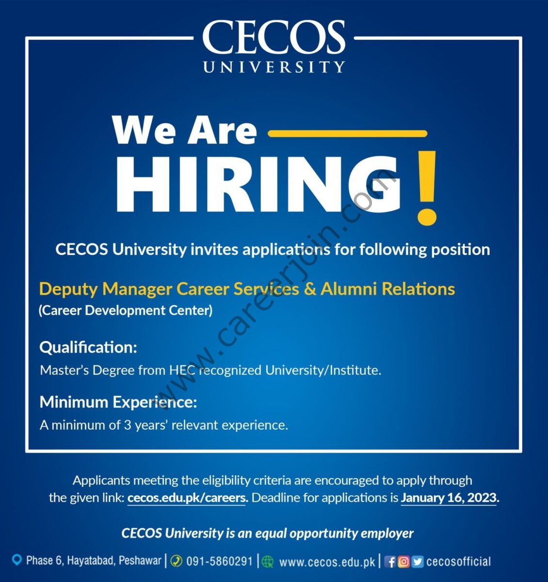 CECOS University Jobs 03 January 2023 11