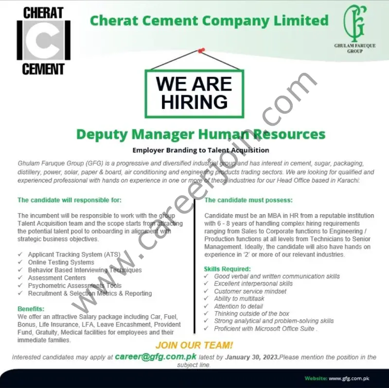 Cherat Cement Company Limited Jobs Deputy Manager Human Resources 1