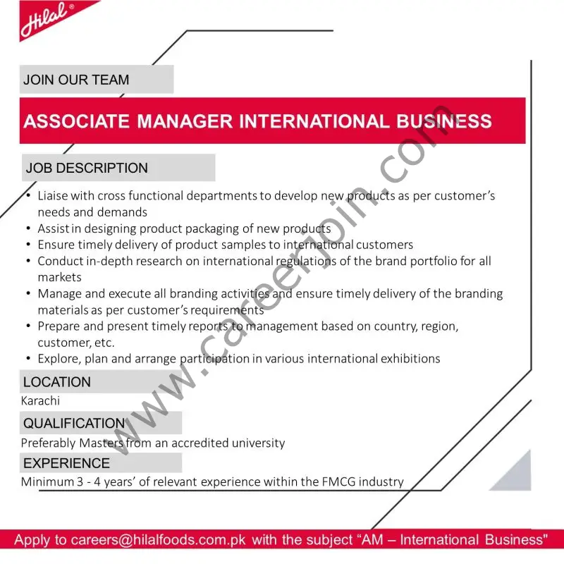 Hilal Foods Pvt Ltd Jobs Associate Manager International Intelligence 1