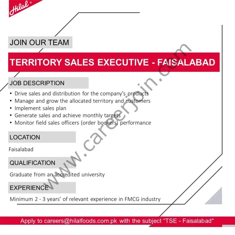 Hilal Foods Pvt Ltd Jobs Territory Sales Executive 1