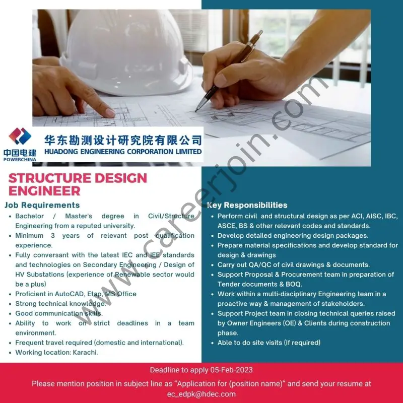 Huadong Engineering Corporation Limited Jobs Structure Design Engineer 1