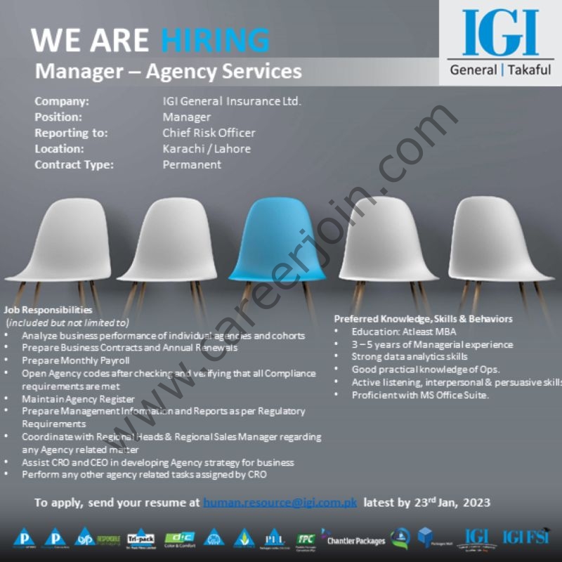 IGI General Insurance Limited Jobs Manager Agency Services 1
