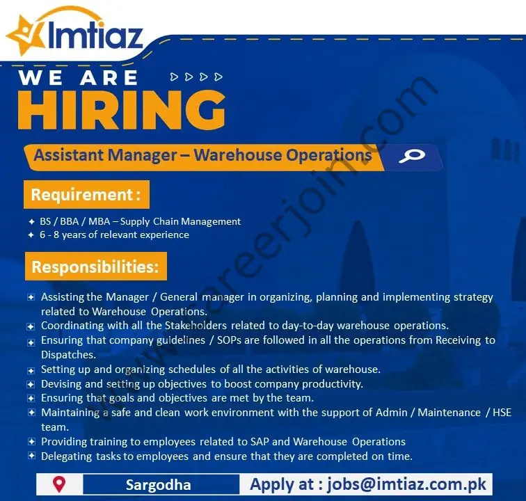 Imtiaz Super Market Jobs Assistant Manager Warehouse Operations   1