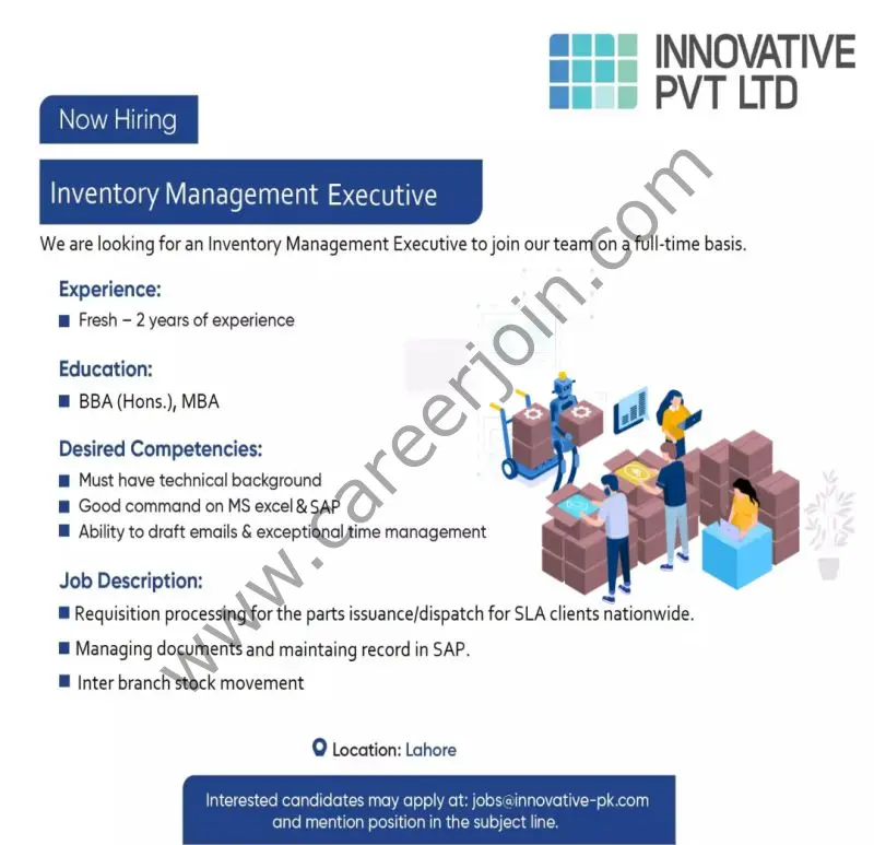 Innovative Pvt Ltd Jobs Inventory Management Executive 1