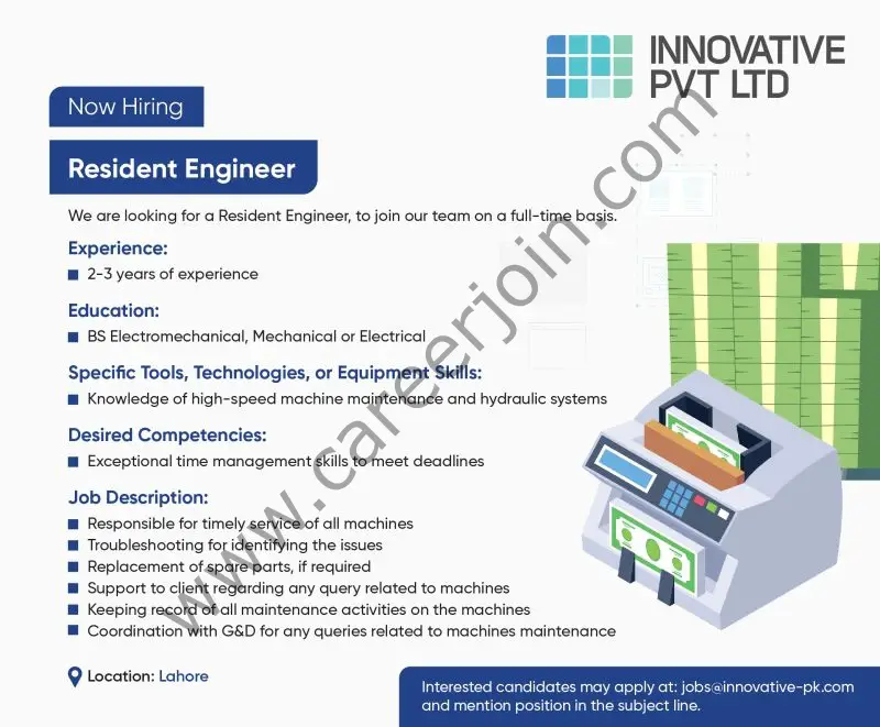 Innovative Pvt Ltd Jobs Resident Engineer 1