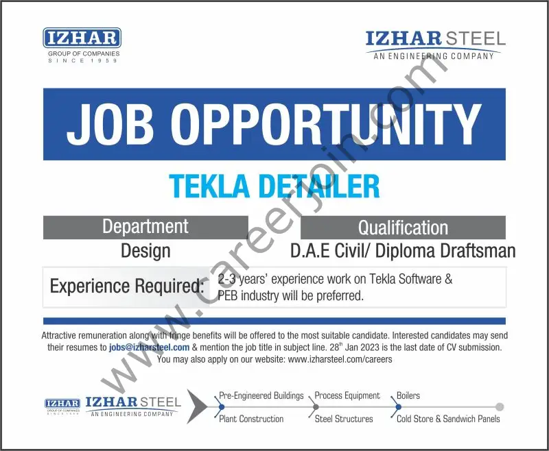 Izhar Steel Pvt Ltd Jobs Tekla Detailer 1