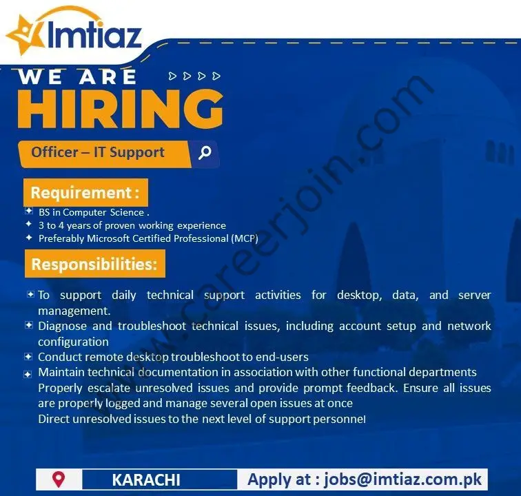 Imtiaz Super Market Jobs Officer IT Support 1