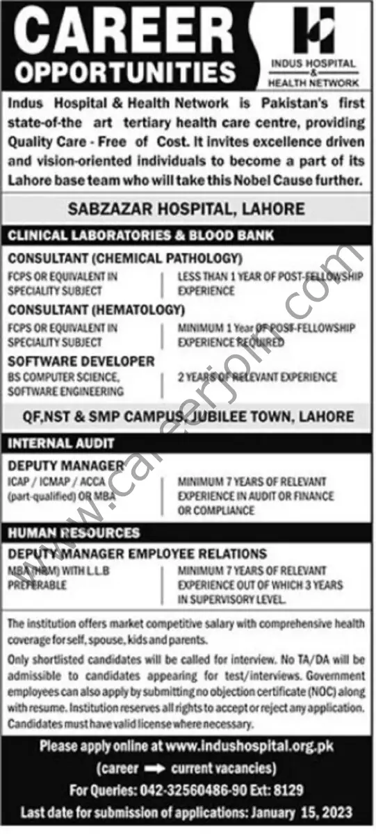 Indus Hospital Jobs 01 January 2023 The News 1