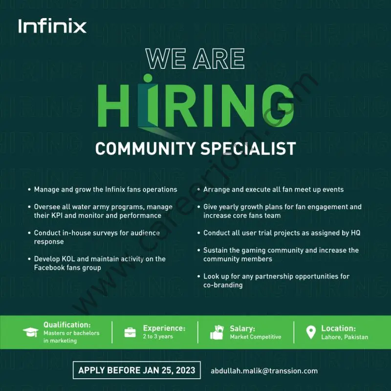 Infinix Mobile Technology Jobs Community Specialist 1