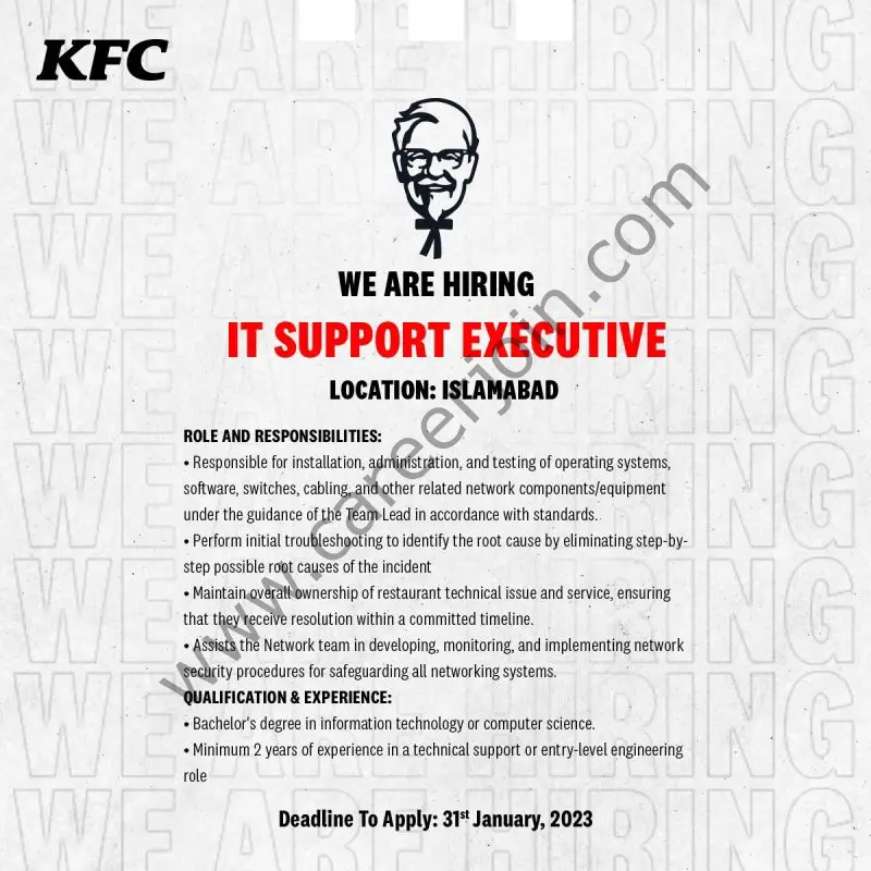 KFC Pakistan Jobs IT Support Executive 1