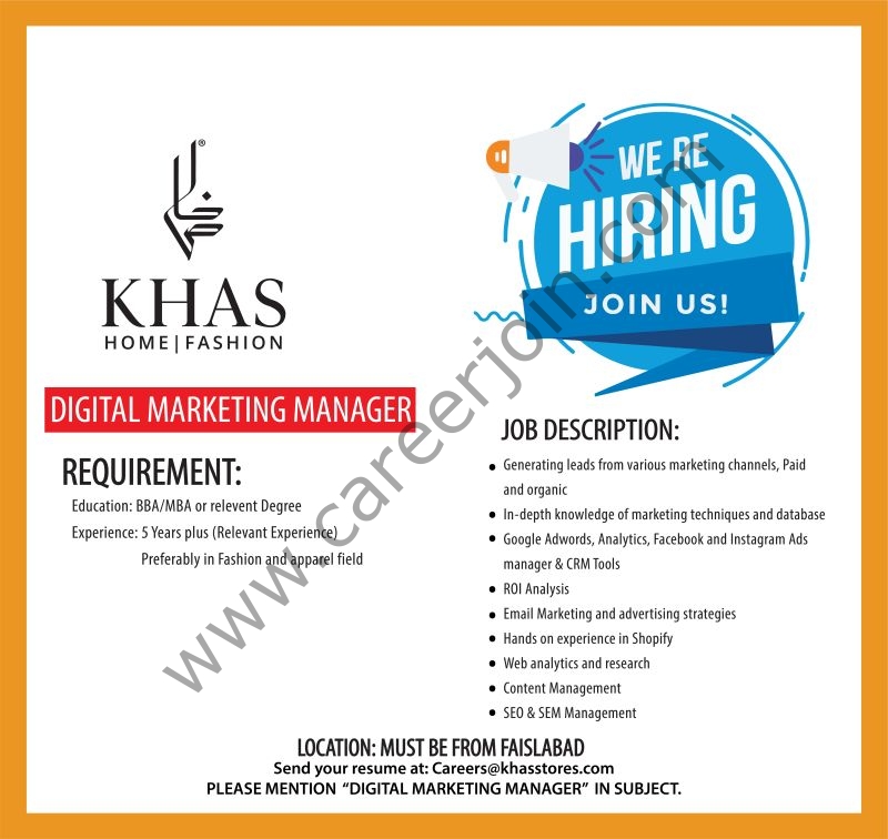 Khas Stores Jobs Digital Marketing Manager 1