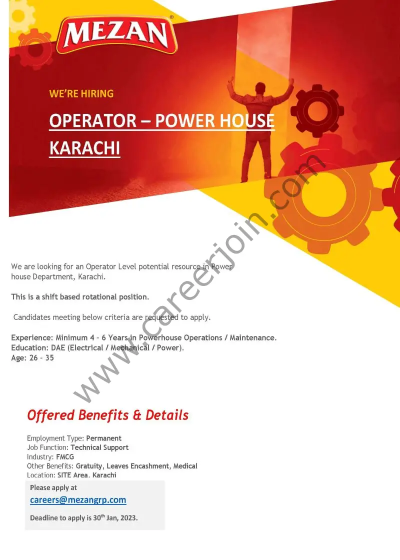 Mezan Group Jobs Operator Power House 1