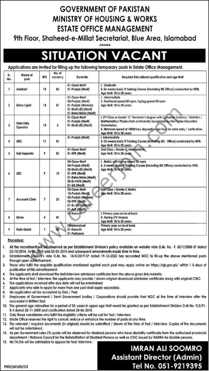 Ministry of Housing & Works Jobs 01 January 2023 Express 11