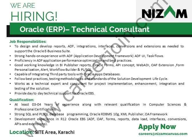 Nizam Canvas Jobs Oracle ERP Technical Consultant 1