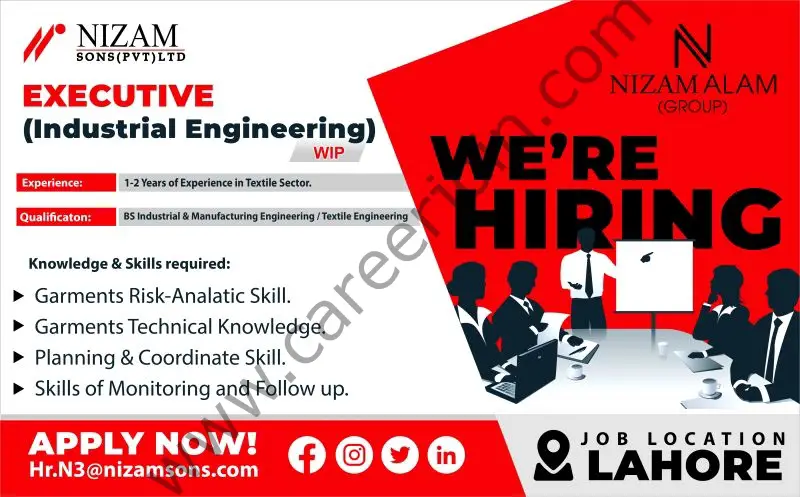 Nizam Sons Pvt Ltd Jobs Executive Industrial Engineering 1