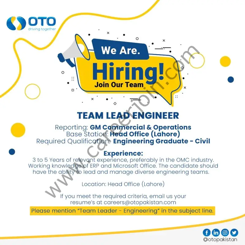 OTO Pakistan Jobs Team Lead Engineering 1