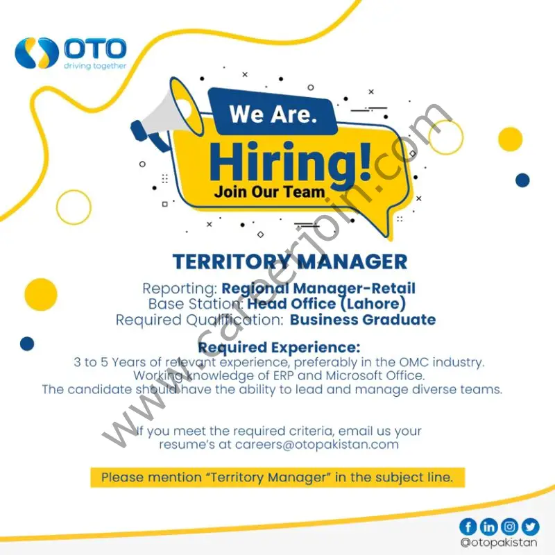 OTO Pakistan Jobs Territory Manager 1
