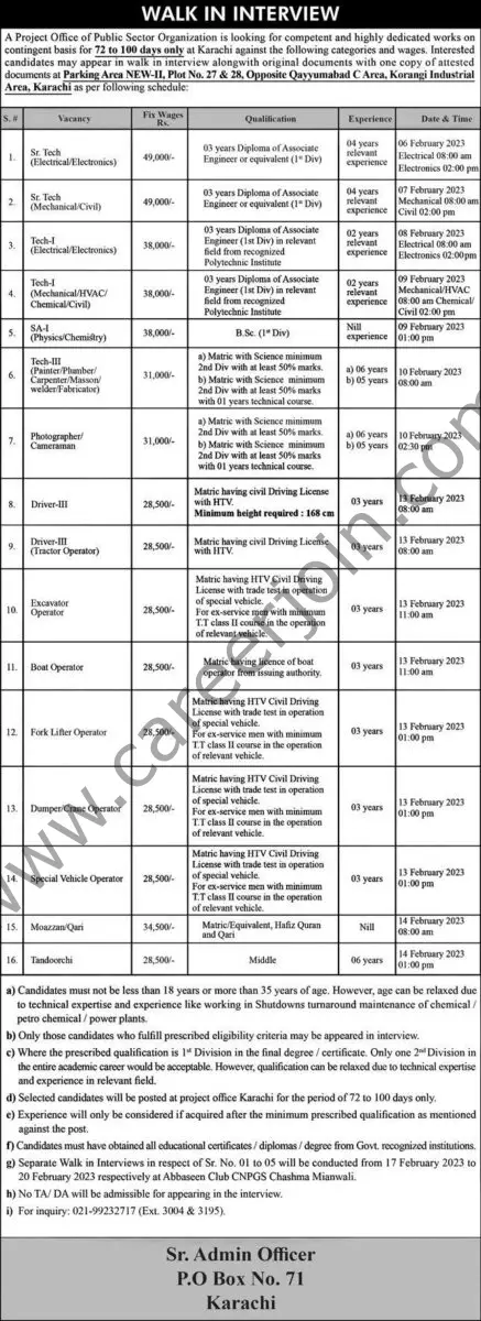 Public Sector Organization PO Box No 71 Karachi Jobs 29 January 2023 Express 1
