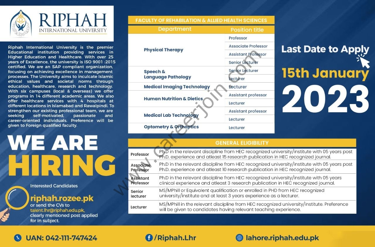 Riphah International University Jobs 05 January 2023 03 1