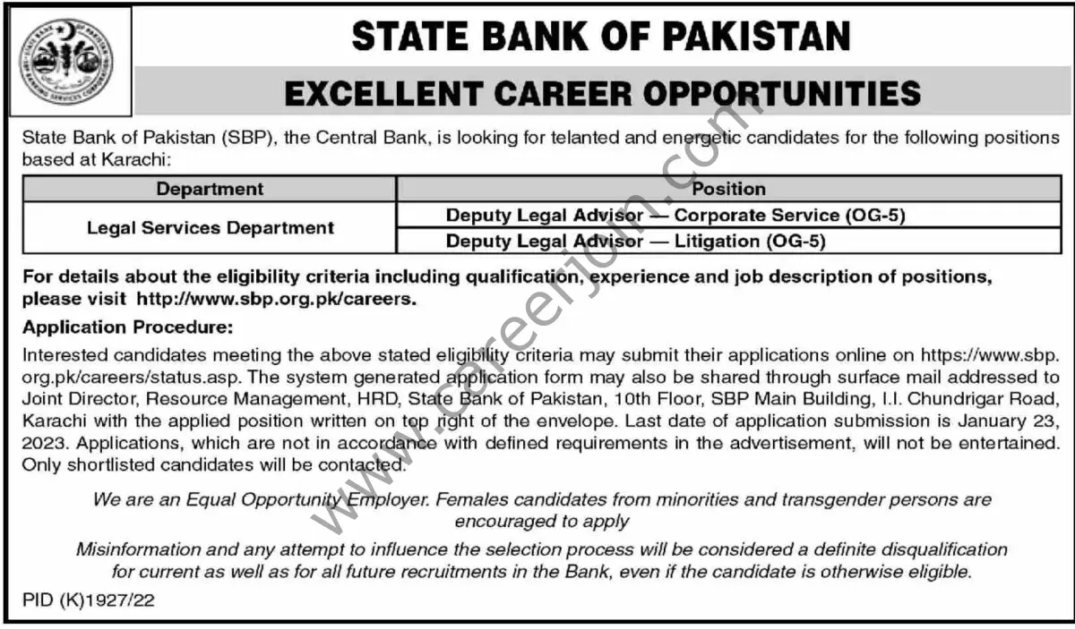 State Bank of Pakistan SBP Jobs 08 January 2023 Dawn 1