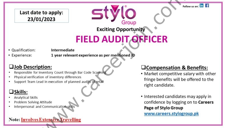 Stylo Pvt Ltd Jobs Field Audit Officer 1