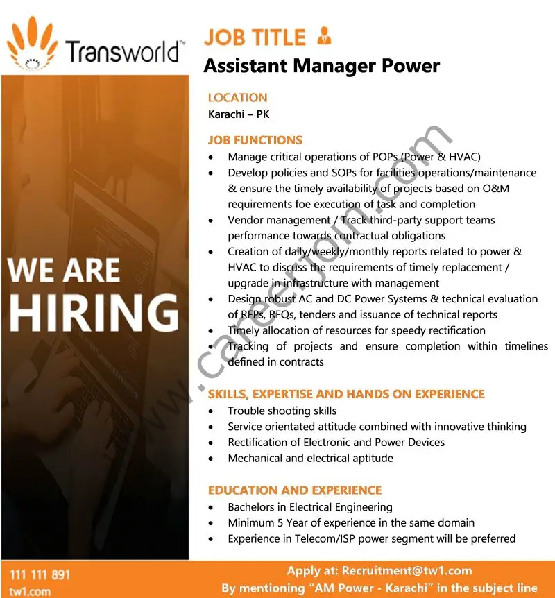 Transworld Associates Jobs Assistant Manager Power 1