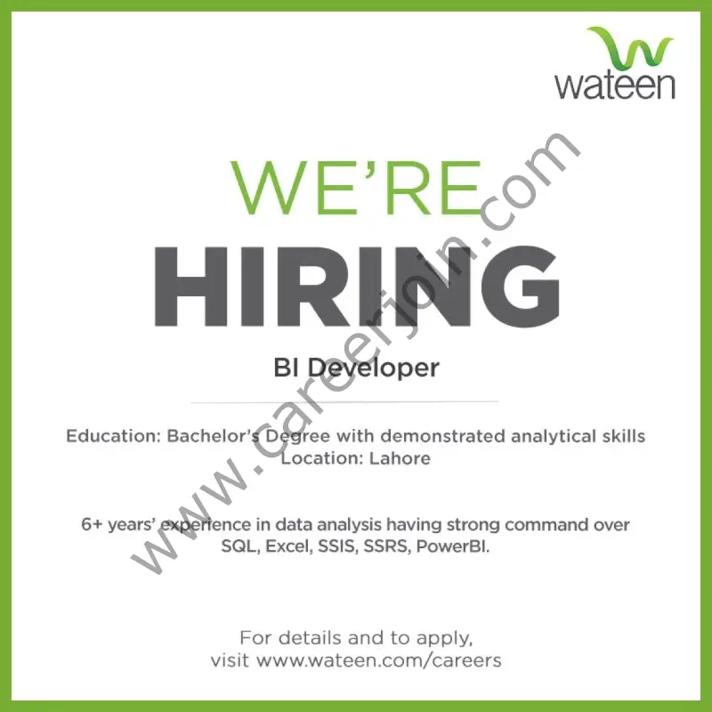 Wateen Telecom Limited Jobs BI Developer 1