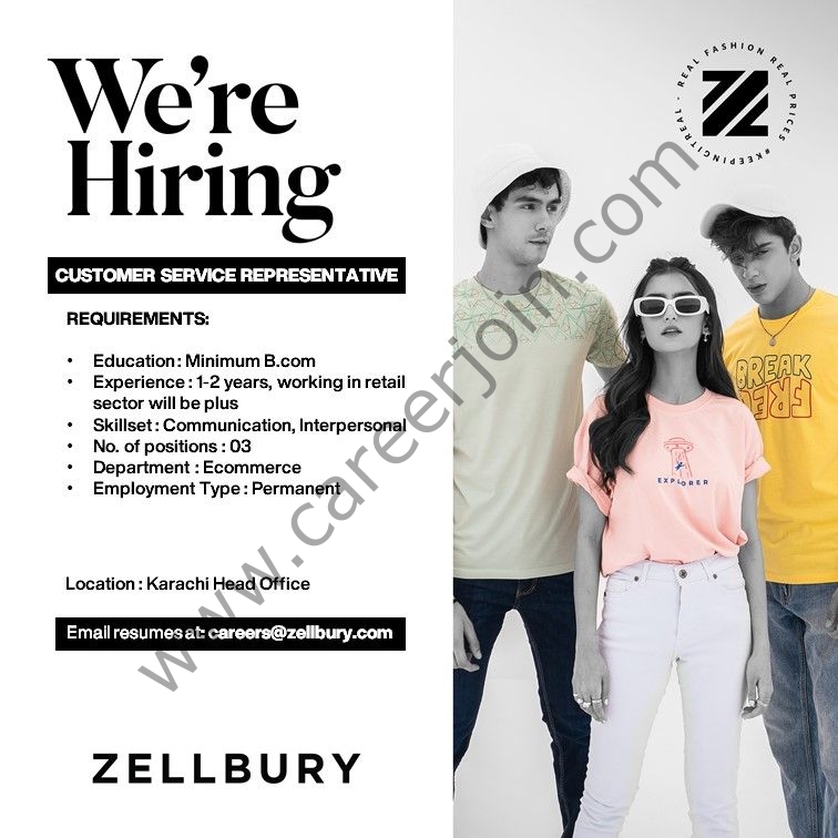 Zellbury Pakistan Jobs Customer Service Representative 1
