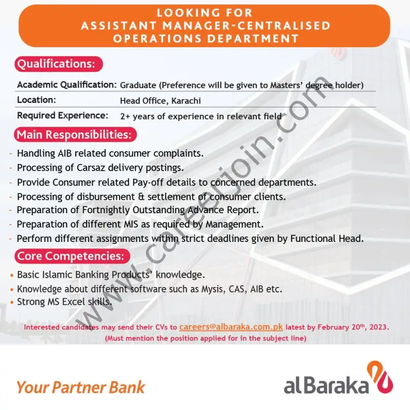 Albaraka Bank Pakistan Limited Jobs Assistant Manager 1