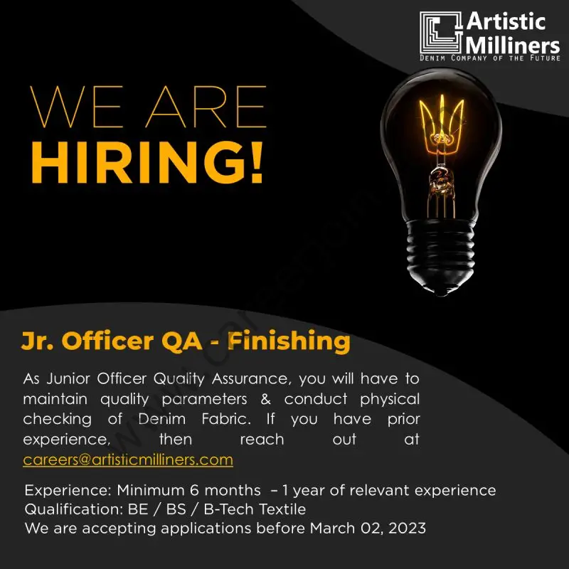 Artistic Milliners Pvt Ltd Jobs Junior Officer QA Finishing 1