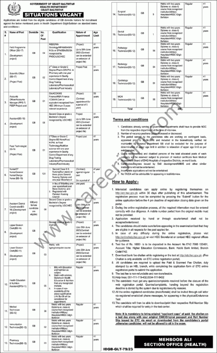 Health Department Govt of Gilgit Baltistan Jobs 08 February 2023 Nawaiwat 12122
