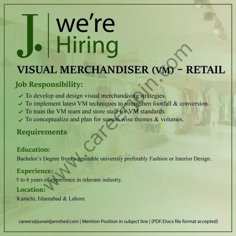 Junaid Jamshed Pvt Ltd Jobs Junior Merchandiser Retail 1