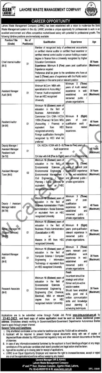 Lahore Waste Management Co Jobs 01 February 2023 Express 02