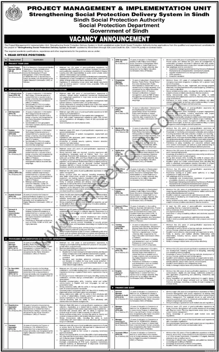Sindh Social Protection Authority Jobs 19 February 2023 Dawn 01