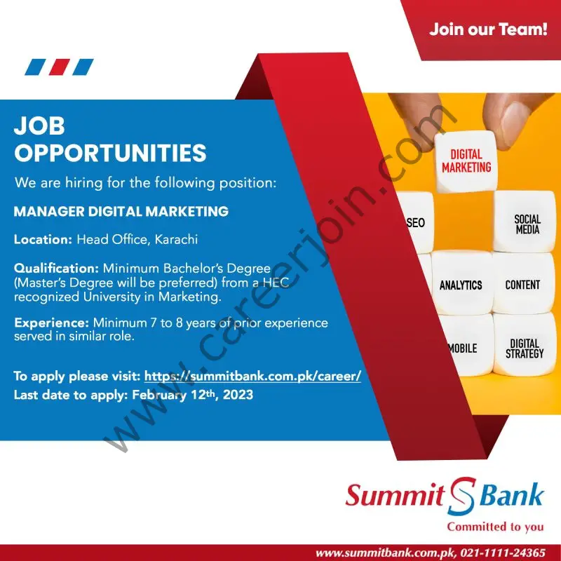 Summit Bank Limited Jobs Manager Digital Marketing 1