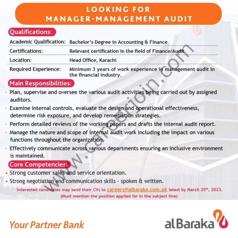 Albaraka Bank Pakistan Limited Jobs Manager Management Audit 1
