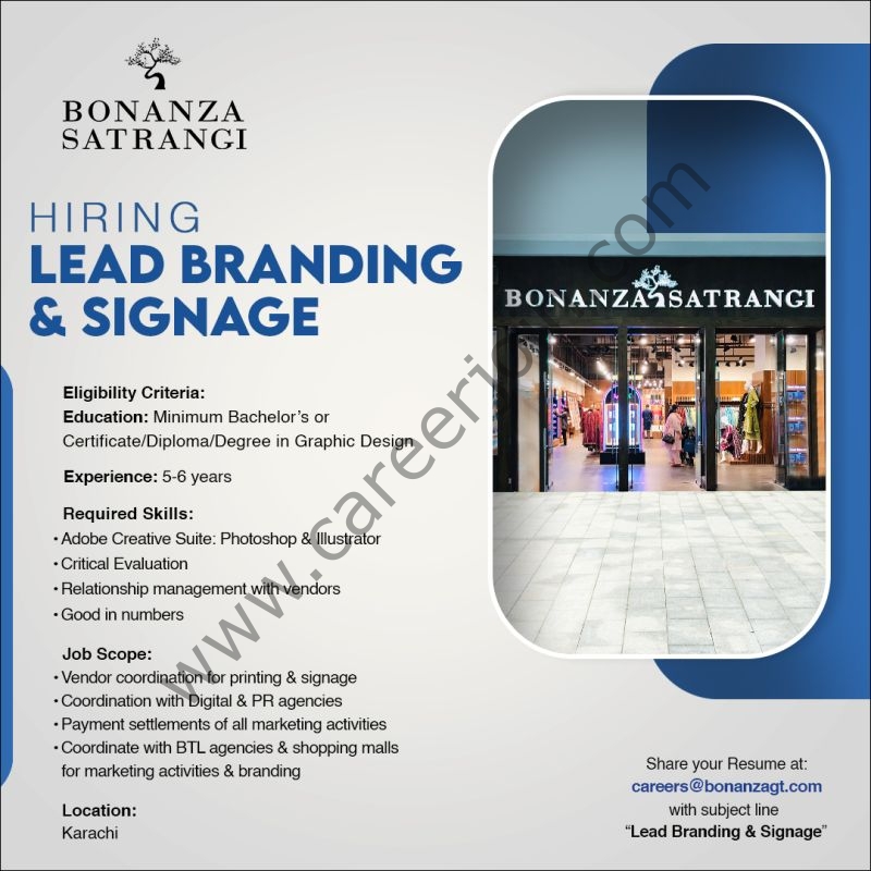 Bonanza Satrangi Jobs Lead Branding & Signage 1